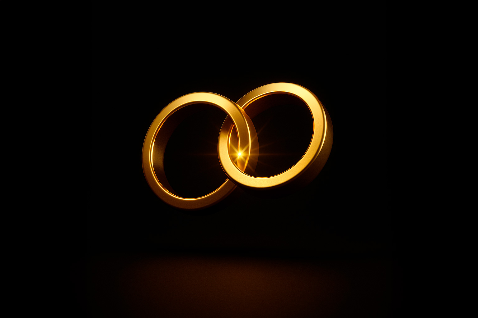 Dos anillos dorados enlazados.